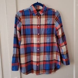 J Crew blue red Pacey plaid cotton shirt 2P boy